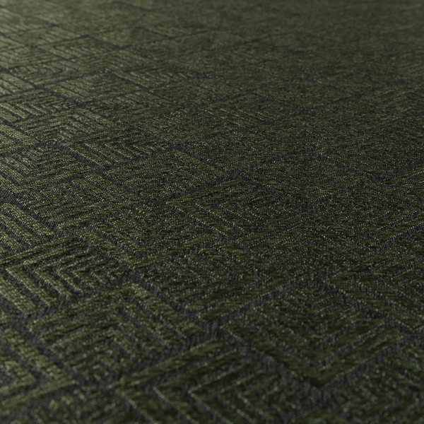 Bahija Geometric Uniformed Pattern Black Green Colour Upholstery Fabric CTR-2478