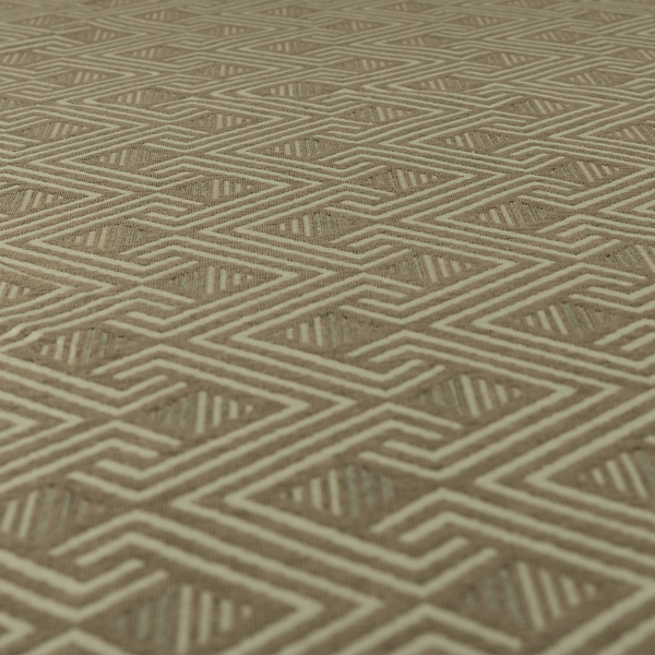 Erina Geometric Patterned Weave Brown Colour Upholstery Fabric CTR-2498 - Handmade Cushions