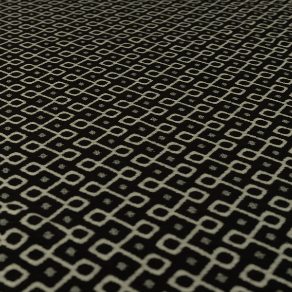 Erum Geometric Patterned Weave Black Colour Upholstery Fabric CTR-2507