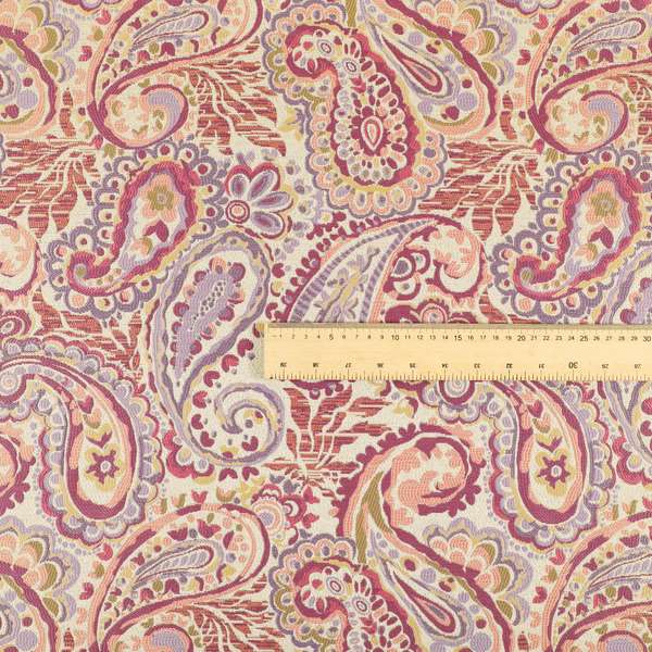 Colarto Collection Purple Lilac Colour In Paisley Pattern Chenille Furnishing Fabric CTR-251 - Roman Blinds