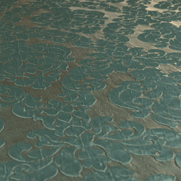 Paradise Damask Pattern In Green Upholstery Fabric CTR-2518 - Handmade Cushions