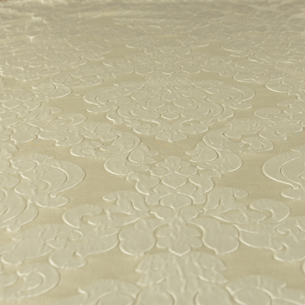 Paradise Damask Pattern In Cream Upholstery Fabric CTR-2527