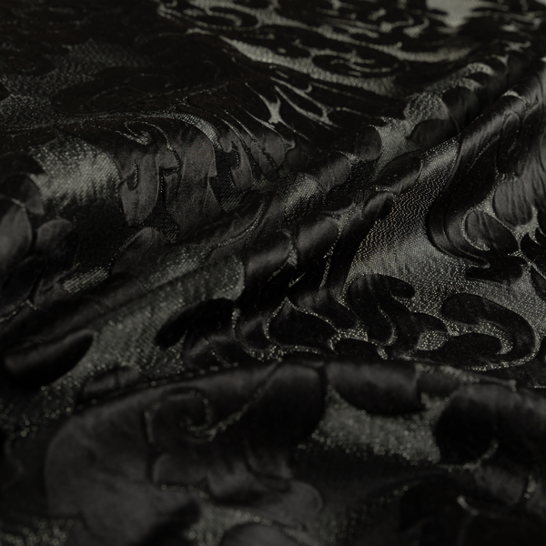 Paradise Damask Pattern In Black Upholstery Fabric CTR-2533 - Handmade Cushions