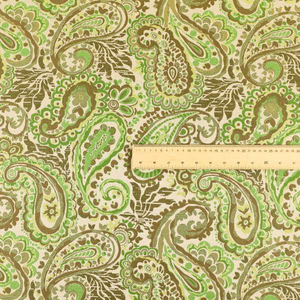 Colarto Collection Green Colour In Paisley Pattern Chenille Furnishing Fabric CTR-256 - Handmade Cushions