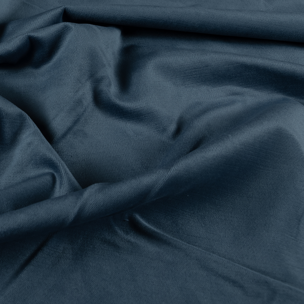 Atlantic Ribbed Textured Plain Cotton Feel Velvet Blue Upholstery Fabric CTR-2563