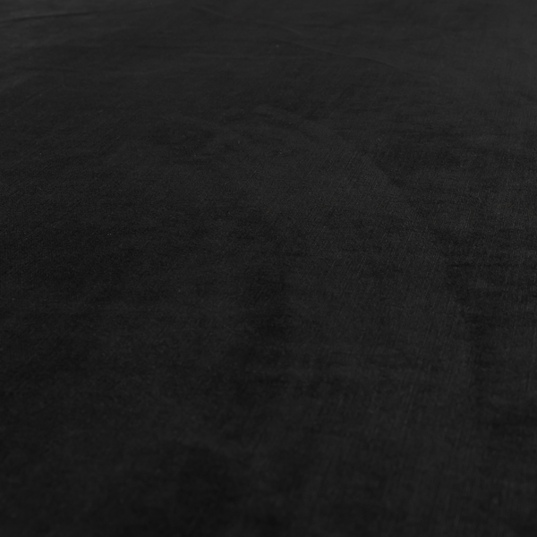 Atlantic Ribbed Textured Plain Cotton Feel Velvet Black Upholstery Fabric CTR-2570