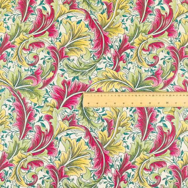Colarto Collection Citrus Colours In Floral Pattern Chenille Furnishing Fabric CTR-268 - Handmade Cushions