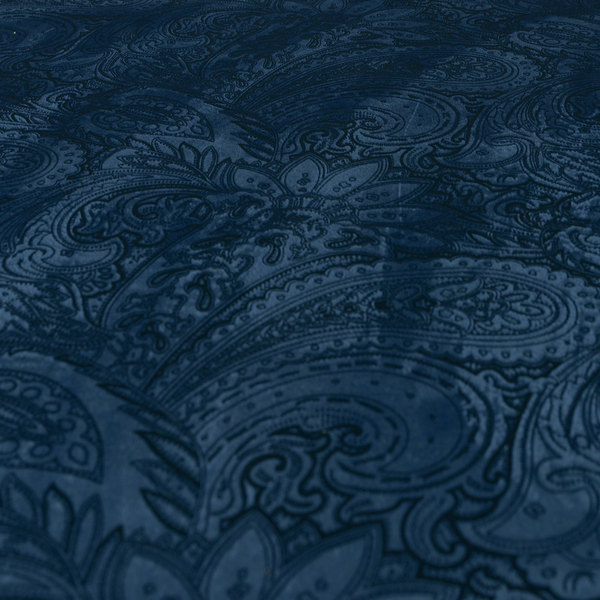 Athena Laser Cut Pattern Soft Velveteen Navy Blue Velvet Upholstery Curtains Fabric CTR-2759