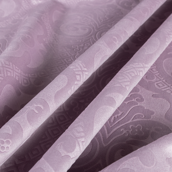 Agra Velveteen Embossed Damask Pattern Upholstery Curtains Fabric In Lilac Velvet CTR-2767 - Roman Blinds