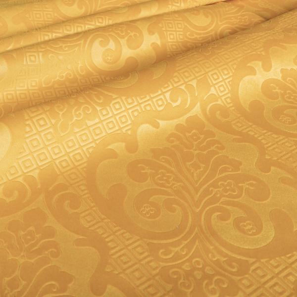 Agra Velveteen Embossed Damask Pattern Upholstery Curtains Fabric In Orange Velvet CTR-2774