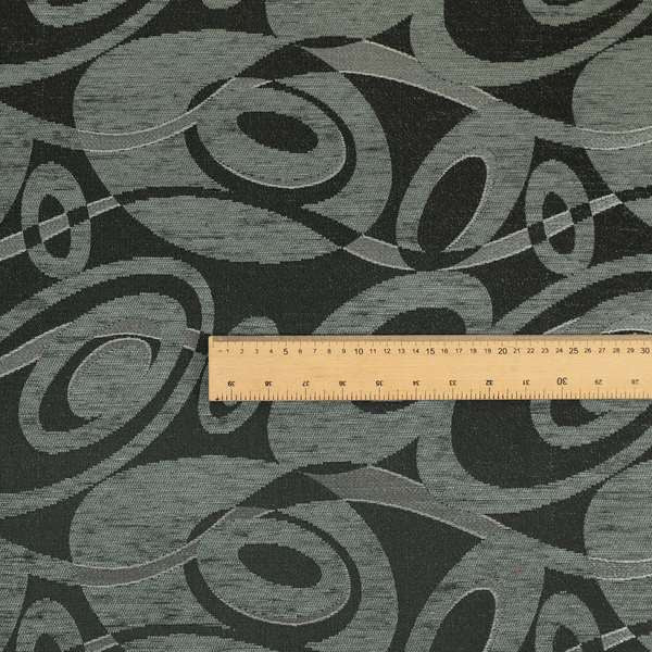 Japura Collection Of Shiny Swirl Pattern Weaves In Grey Silver Chenille Colour Upholstery Fabric CTR-376 - Made To Measure Curtains