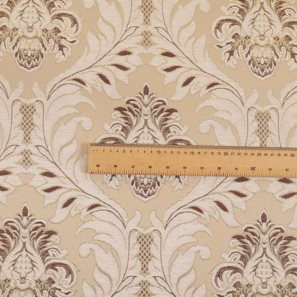 Sultan Collection Damask Floral Pattern Gold Shine Effect Brown Colour Upholstery Fabric CTR-430 - Handmade Cushions
