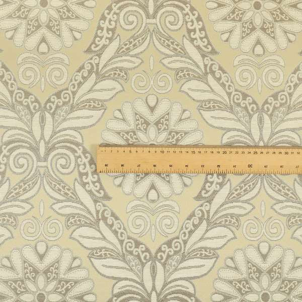 Sultan Collection Damask Floral Pattern Silver Shine Effect Colour Upholstery Fabric CTR-434 - Handmade Cushions