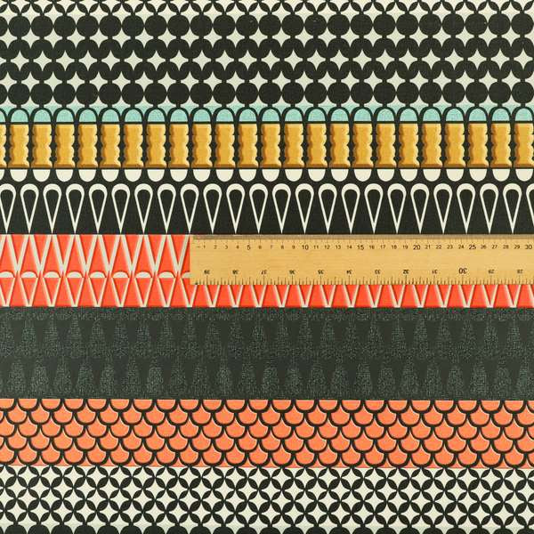 Freedom Printed Velvet Fabric Geometric Striped Colour Pattern Upholstery Fabrics CTR-444 - Handmade Cushions