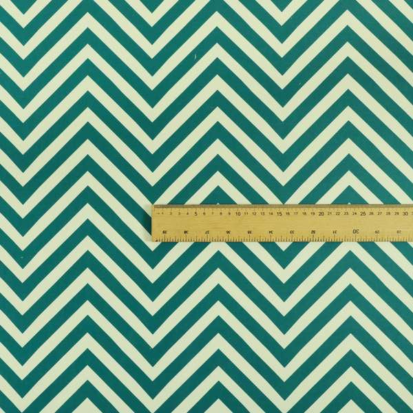 Freedom Printed Velvet Fabric Teal White Chevron Stripe Pattern Upholstery Fabric CTR-469 - Handmade Cushions