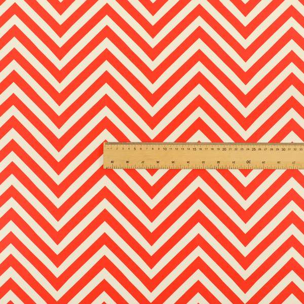 Freedom Printed Velvet Fabric Red White Chevron Striped Pattern Upholstery Fabrics CTR-503 - Handmade Cushions