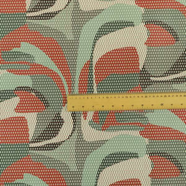 Freedom Printed Velvet Fabric Red Grey White Geometric Abstract Print Upholstery Fabrics CTR-509