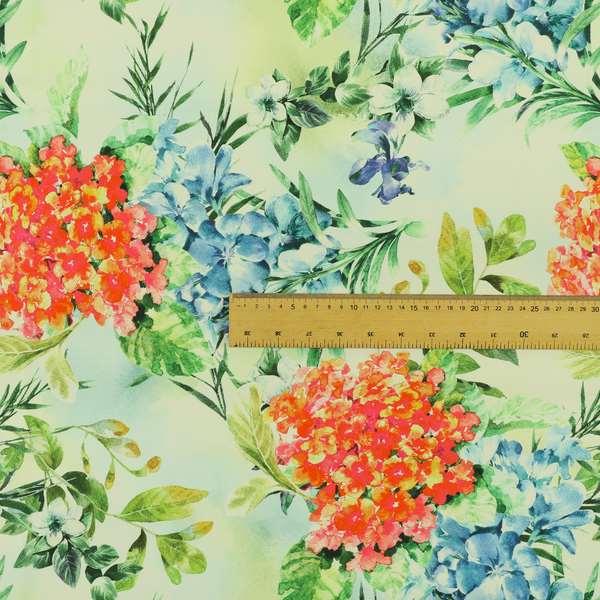 Freedom Printed Velvet Fabric Red Lilies Colourful Floral Pattern Upholstery Fabrics CTR-534 - Handmade Cushions