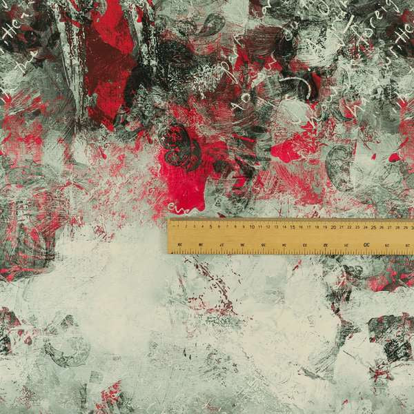 Freedom Printed Velvet Fabric Red Black Grey Abstract Art Modern Pattern Upholstery Fabrics CTR-544 - Handmade Cushions