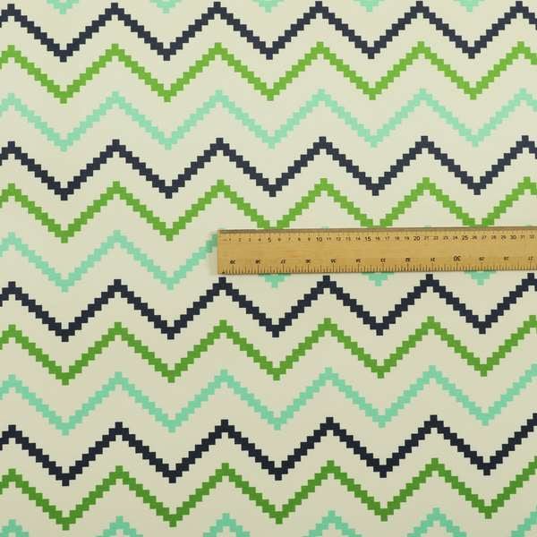 Freedom Printed Velvet Fabric Collection Geometric Chevron Pattern In Blue Green Colours Upholstery Fabric CTR-56
