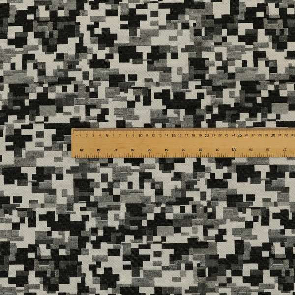 Nome Geometric Pattern Grey White Lightweight Upholstery Furnishing Fabrics CTR-592