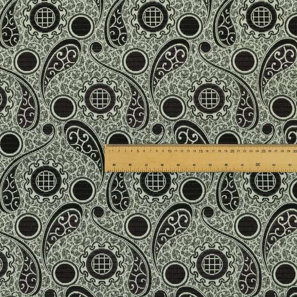 Wasilla Upholstery Furnishing Pattern Fabrics Paisley Damask In Purple Black CTR-607