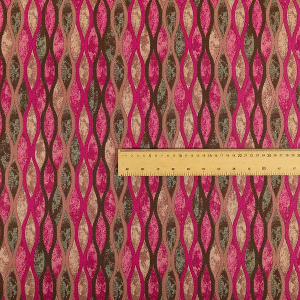 Jangwa Modern Two Tone Stripe Pattern Upholstery Curtains Brown Pink Colour Fabric CTR-628 - Handmade Cushions