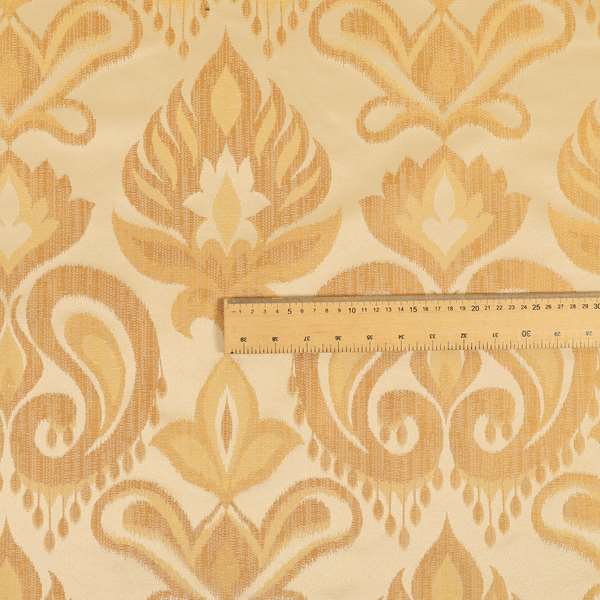 Menuett Floral Damask Pattern Upholstery Curtain Furnishing Fabric In Yellow CTR-645