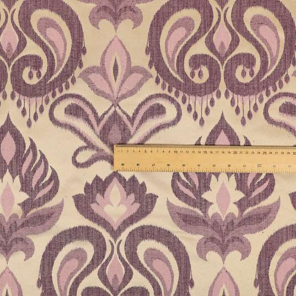 Menuett Floral Damask Pattern Upholstery Curtain Furnishing Fabric In Purple CTR-646
