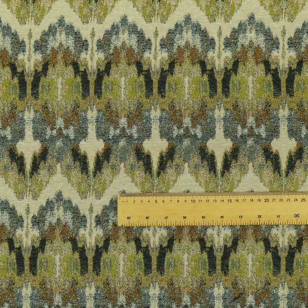 Bruges Stripe Zig Zag Chevron Green Blue Chenille Jacquard Upholstery Fabrics CTR-673 - Made To Measure Curtains