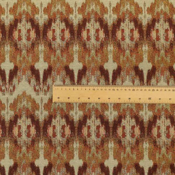 Bruges Stripe Zig Zag Striped Chevron Orange Red Chenille Jacquard Upholstery Fabrics CTR-675 - Made To Measure Curtains