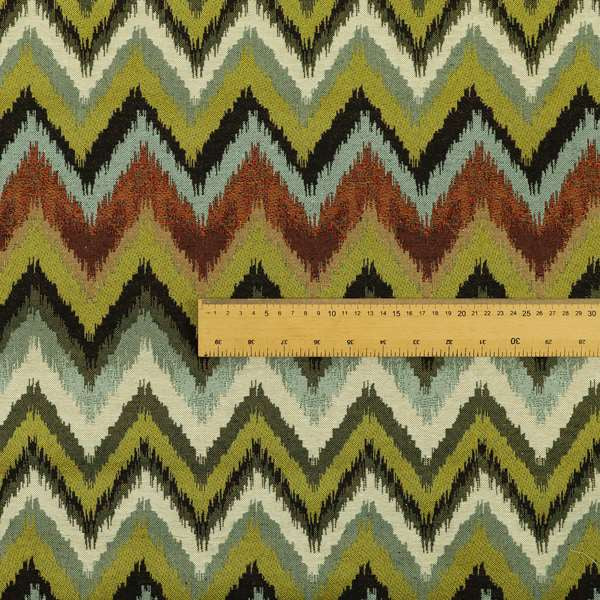 Bruges Stripe Chevron Blue Red Green Chenille Quality Jacquard Upholstery Fabric CTR-678