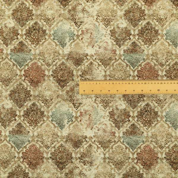 Bruges Modern Medallion Pattern Red Blue Beige Colour Jacquard Upholstery Fabrics CTR-695 - Roman Blinds