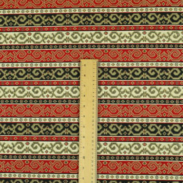 Persia Aztec Blue White Red Chenille Upholstery Fabric Greek Tradition Stripe Pattern CTR-770 - Handmade Cushions