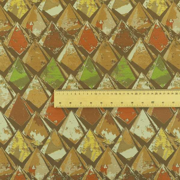Hawaii Modern Diamond Geometric Pattern Orange Brown Yellow Chenille Upholstery Fabrics CTR-834