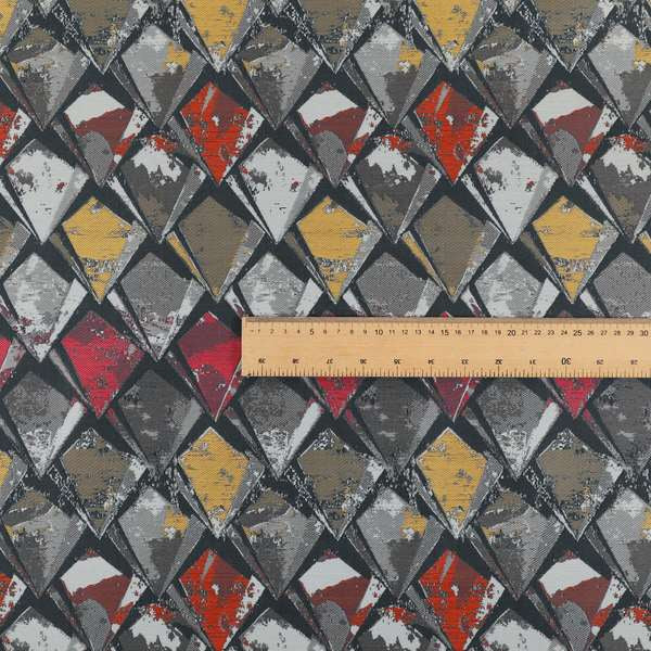 Hawaii Modern Diamond Geometric Pattern Grey Pink Yellow Chenille Upholstery Fabrics CTR-835