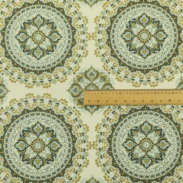 Freedom Printed Velvet Fabric Collection Traditional Medallion Gold Grey Colour Upholstery Fabric CTR-89 - Handmade Cushions