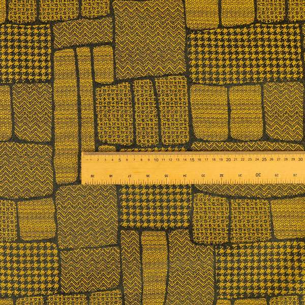 Fabriano Patchwork Pattern Chenille Type Yellow Black Upholstery Fabric CTR-954 - Handmade Cushions