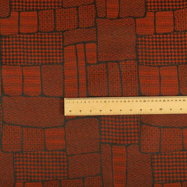 Fabriano Patchwork Pattern Chenille Type Red Upholstery Fabric CTR-958 - Handmade Cushions