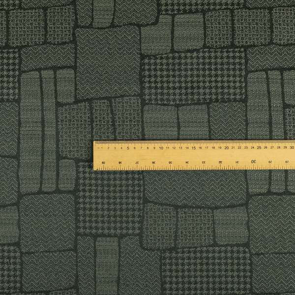 Fabriano Patchwork Pattern Chenille Type Grey Upholstery Fabric CTR-962
