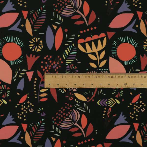 Carnival Jungle Theme Pattern Printed Velveteen Black Pink Purple Colour Upholstery Curtains Fabric - Handmade Cushions