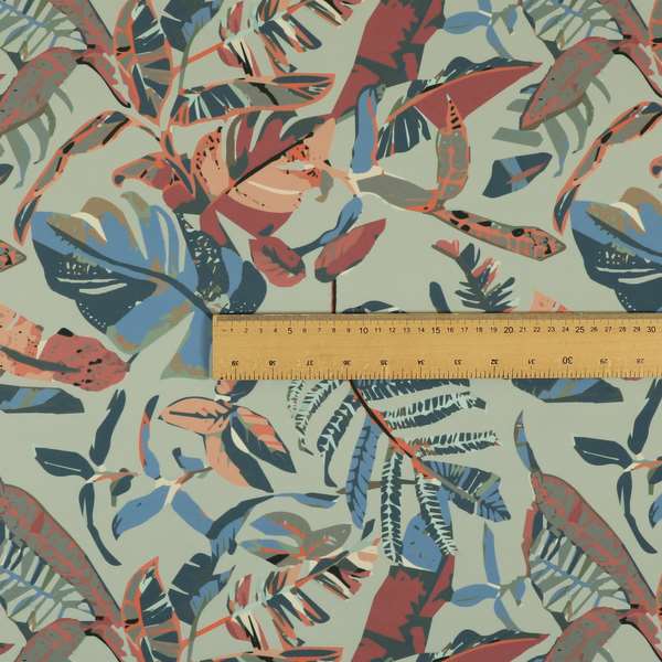 Colony Jungle Leafs Pattern Printed Velveteen Grey Colour Upholstery Curtains Fabric