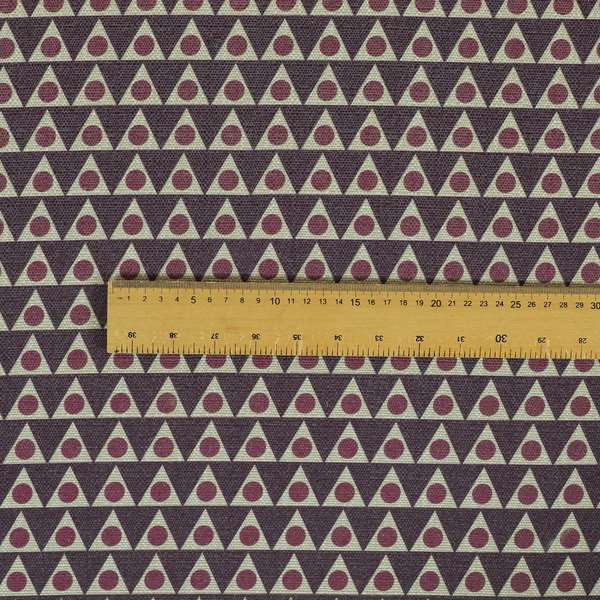 Dallas Geometric Pattern Printed Pattern On Linen Effect Chenille Material Purple Coloured Upholstery Fabric - Roman Blinds