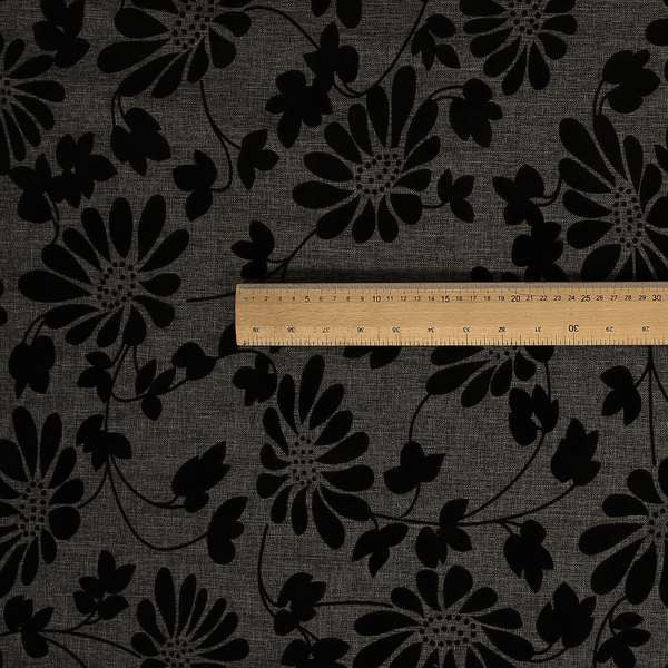Fiona Embossed Floral Pattern Chenille Grey Colour Upholstery Furnishing Fabric