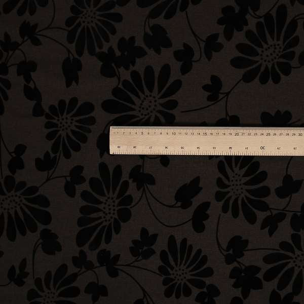 Fiona Embossed Floral Pattern Chenille Brown Colour Upholstery Furnishing Fabric - Handmade Cushions