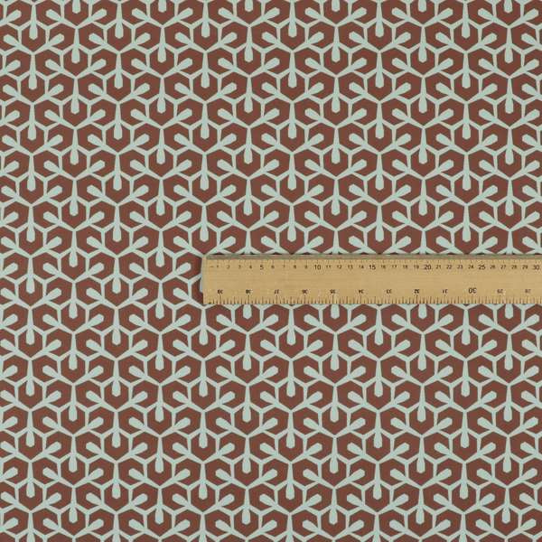 Foxe Small Scale Geometric Pattern Printed Velveteen Orange Colour Upholstery Curtains Fabric - Made To Measure Curtains