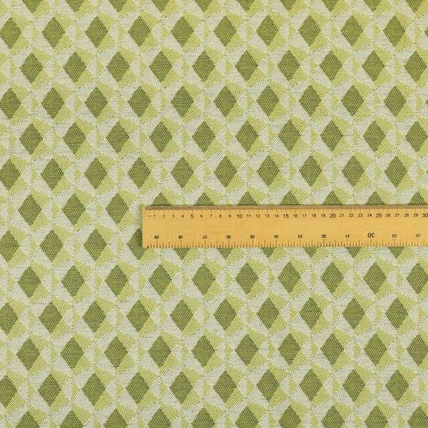 Green Coloured Chenille Geometric Pattern Upholstery Fabric JO-1047 - Handmade Cushions