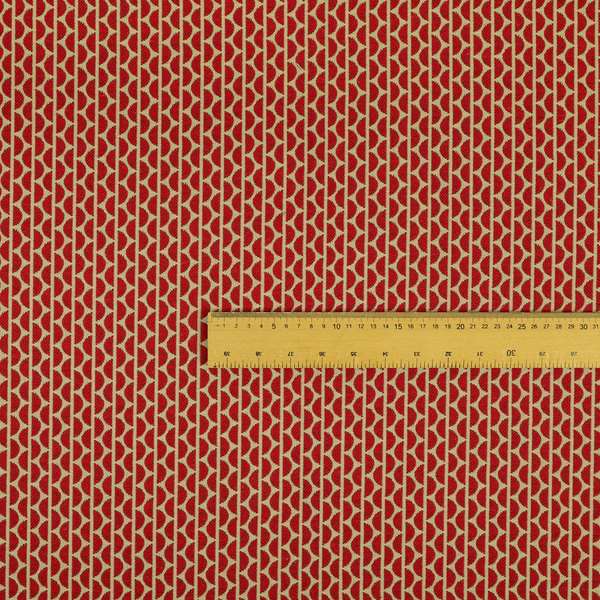 Vertical Striped Chenille Material In Red Beige Colour Upholstery Fabric JO-1067 - Handmade Cushions