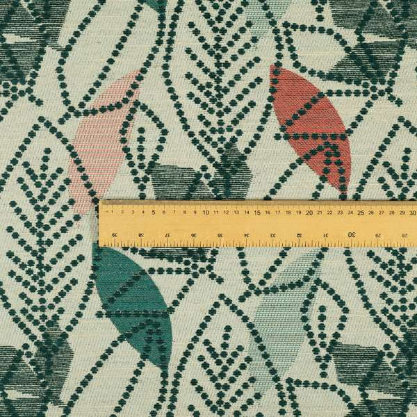 Pink Teal Colour Floral Outline Pattern Soft Chenille Upholstery Fabric JO-1086 - Handmade Cushions