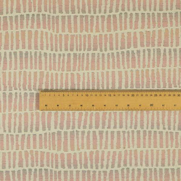 Decorative Small Uniform Pink Cream Colour Pattern Chenille Jacquard Fabric JO-1120